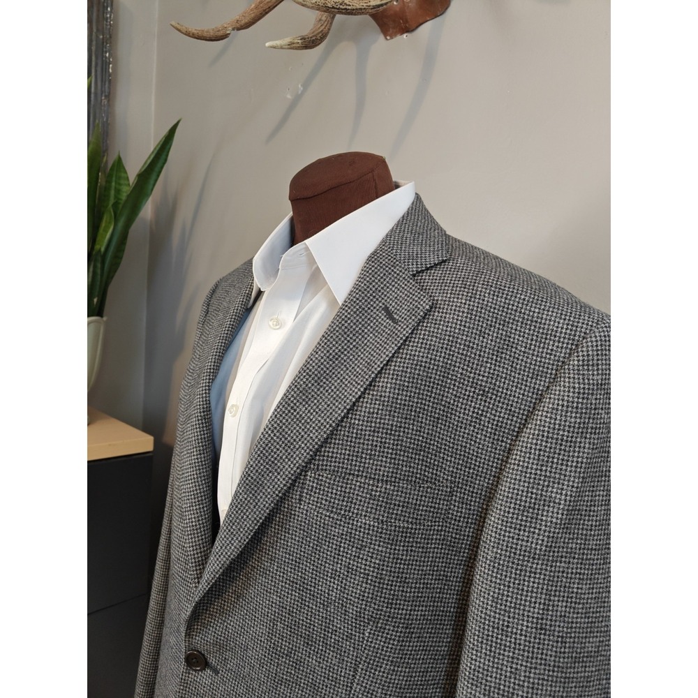 Piattelli Mens Gray Wool Houndstooth Sport Coat Made in Italy 43R N805